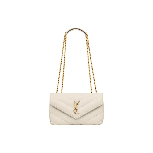 SAINT LAURENT LOULOU Овчина Сумка через плечо Маленькая Женская Экрю