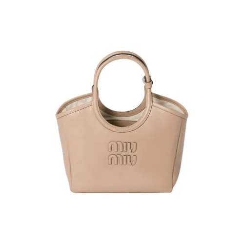 MIU MIU Ivy Корова Кожа Сумка-тоут Сумка для покупок Сумка через плечо Сумка Маленькая Женская Бежевая