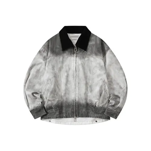 【Dme】 Denim Jacket Unisex Gray White 【Dme】 Деним Куртка Унисекс Серый Белый