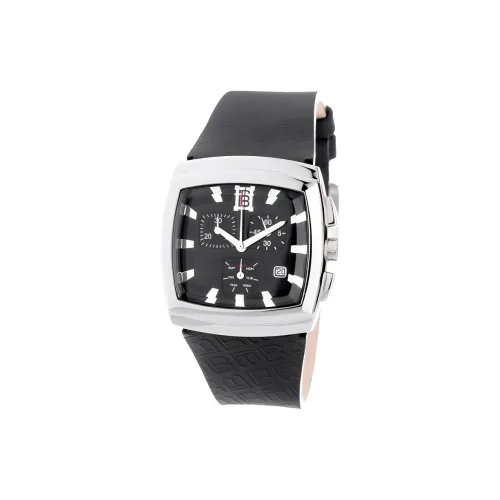 Laura Biagiotti Наручные часы Кварцевый механизм Кожаный ремешок 38 мм Черный циферблат Мужские часы