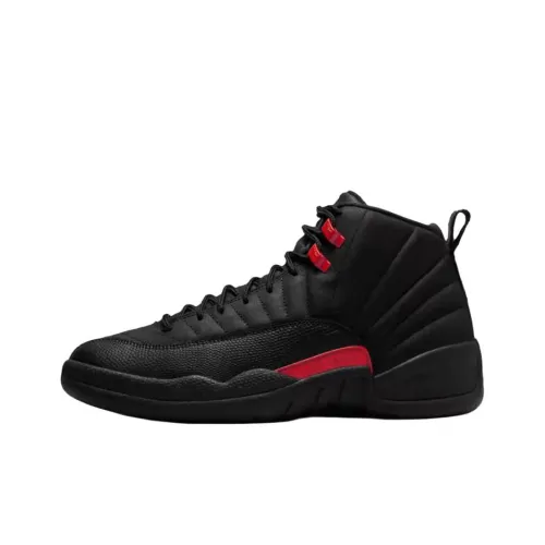 Jordan Air Джордан 12 Амортизаторы Противоскользящие Высокие Кеды Винтажные Баскетбольные Кроссовки Мужские Черные Красные