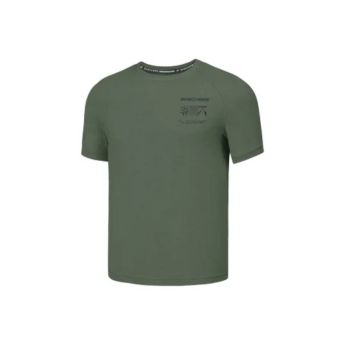 Skechers Basic Sports Series SS25 T-Shirt Мужской Thyme Зеленый 031F