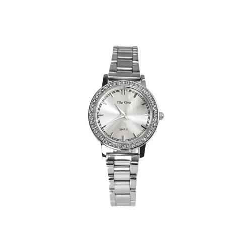 Clip Clop Кварцевый механизм сплав ремешок женские часы серебристый циферблат