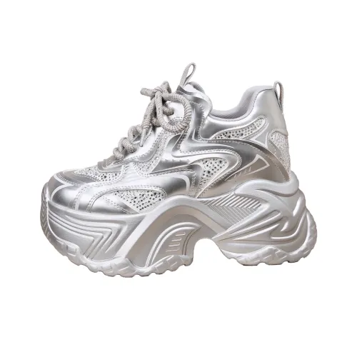 Forest Princess Low Топ Толстая подошва Кроссовки Женские Silver