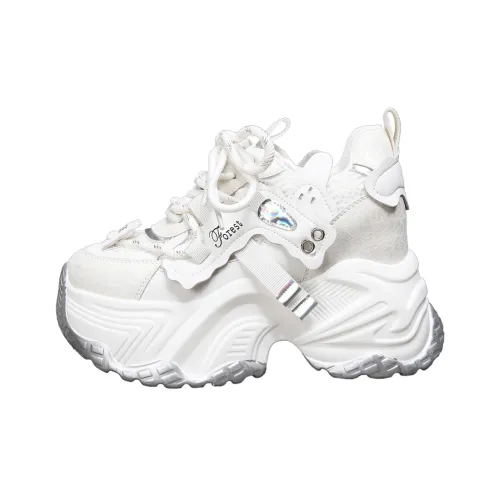 Forest Princess Дышащий Низкий Топ Кроссовки с Толстой Подошвой Женские Белые