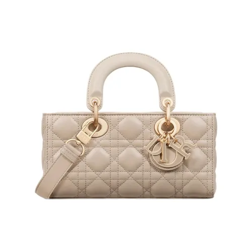 DIOR LADY D Joy Lambskin One Shoulder Bag Small Women's Lightweight Cookie Color in Linen Beige