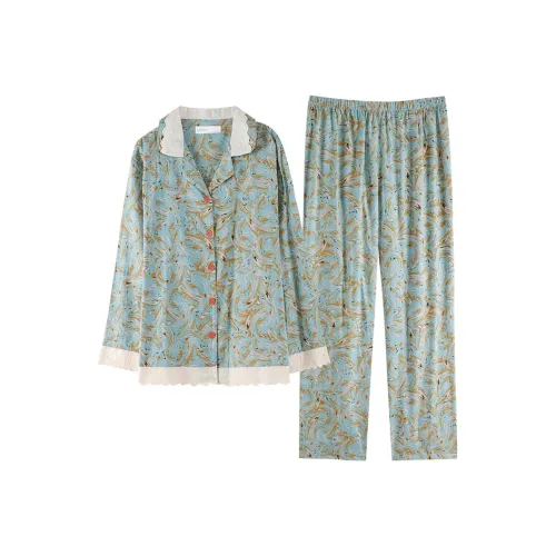 ZumashL Пижамный комплект Женский Темная сосна Песочный зеленый
