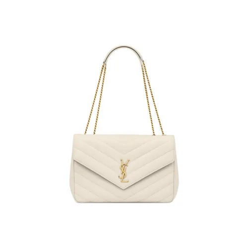 SAINT LAURENT LOULOU Овечья кожа Сумка через плечо Большая Женская Белая