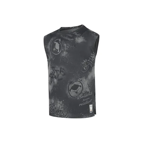 QIAODAN Basketball Collection Майка Мужская Черный песок Серый с принтом