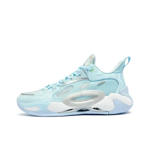 QIAODAN Амортизация устойчивый к истиранию дышащий низкий верх детские баскетбольные кроссовки небесно-голубой для подростков