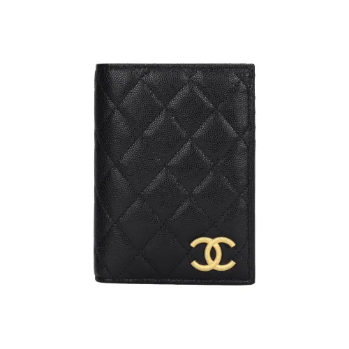 CHANEL Lambskin Wallet Women's Black