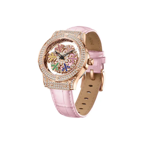 MINIFOCUS Кварцевый механизм ремень из натуральной кожи женские часы золотой циферблат