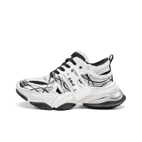 PMT Нижняя юбка Резистентная Дышащая Легкая Увеличивающая Высоту Низкий Топ Толстая Подошва Кроссовки Унисекс Белый Черный