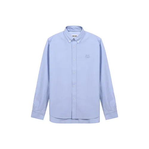 KENZO Classic Tiger Head Светло-синие Мужские Рубашки