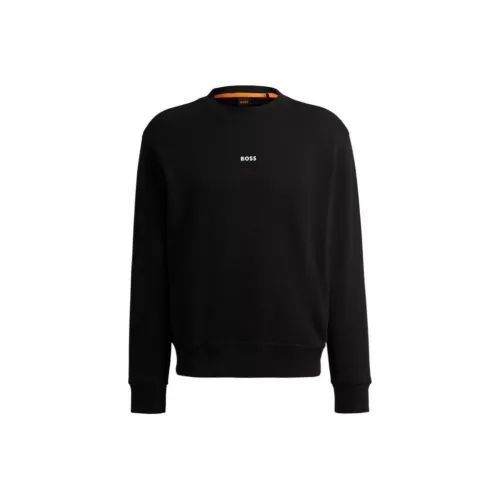 Hugo Boss Relaxed Fit Толстовка из хлопка терри с контрастным логотипом мужская черная