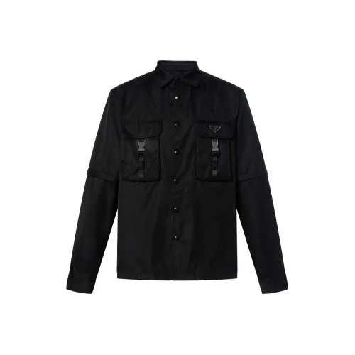 PRADA RE Нейлон Рубашка Мужская Черная