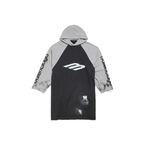 Balenciaga С принтом буквы с капюшоном THREE QUARTER длинный рукав футболка унисекс черный свободный крой