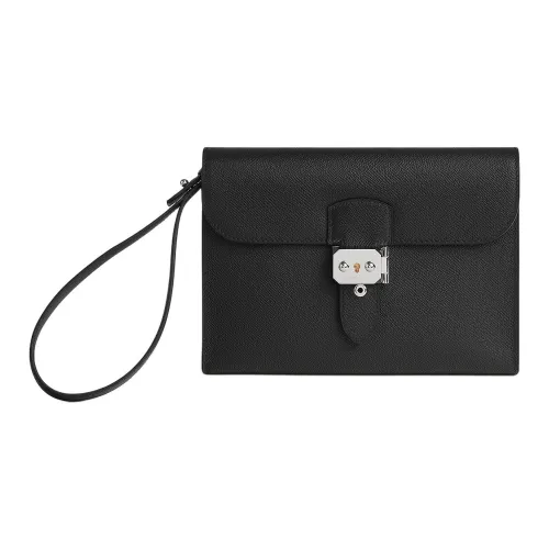 HERMES Sac A Depeches Epsom Телячья кожа Клатч Мужской 89 Черный