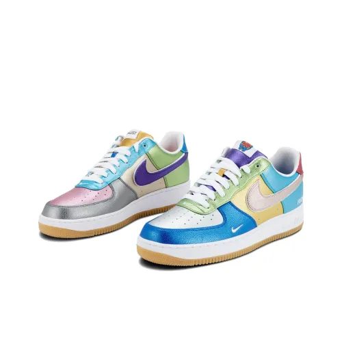 Nike Air Force 1 Slip Resistant Abrasion Resistant Низкий Топ Скейтбординг Кроссовки Мужские Синий Желтый Белый