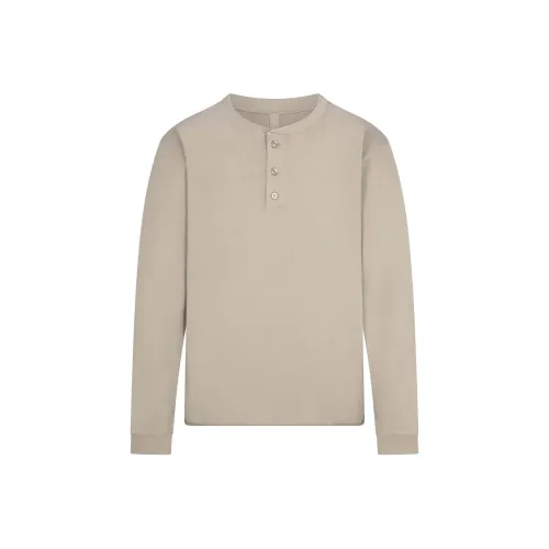 SKIMS Джерси Lounge MENS Relaxed Henley T Рубашка Мужской SHALE