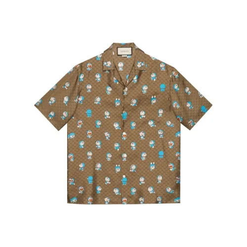GUCCI x Дораэмон Рубашка Мужская Коричневая