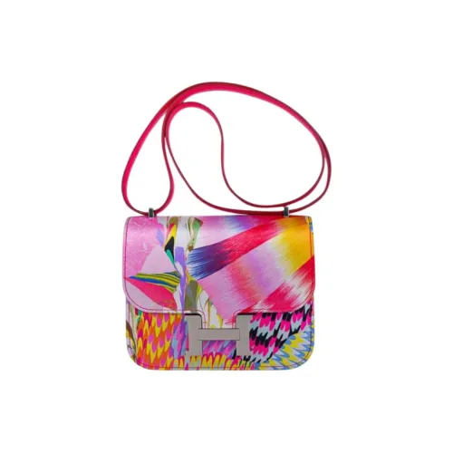 HERMES Constance MARBLE SILK Разрисованный с Swift Телячья кожа Kangkang Плечо Сумка через плечо Мини Женские