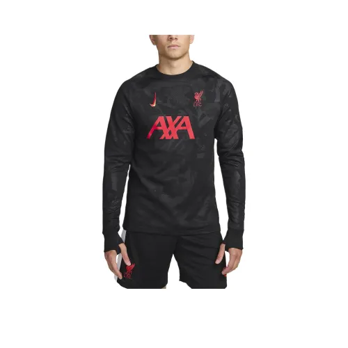 nike Dri FIT Футбол Длинный рукав Т-рубашка Мужская Черная