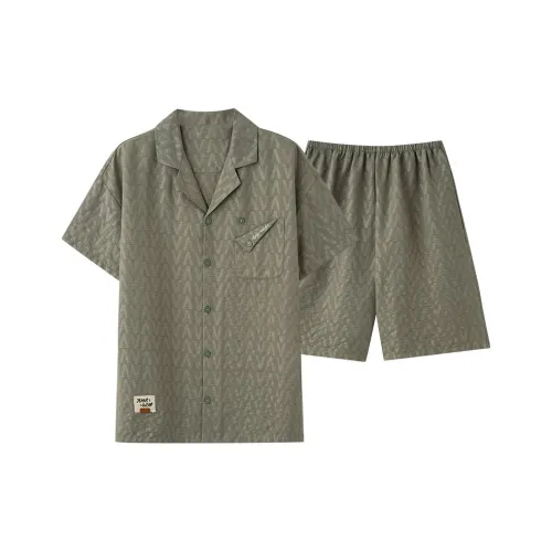 XIAFENYAN Пижамный комплект Мужской Оливково-зеленый