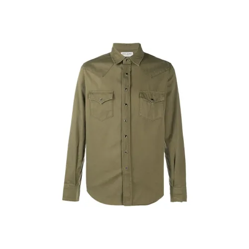 SAINT LAURENT Рубашка Мужская Зеленая