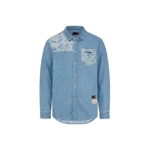EVISU Джинсовый Синий Мужские Рубашки