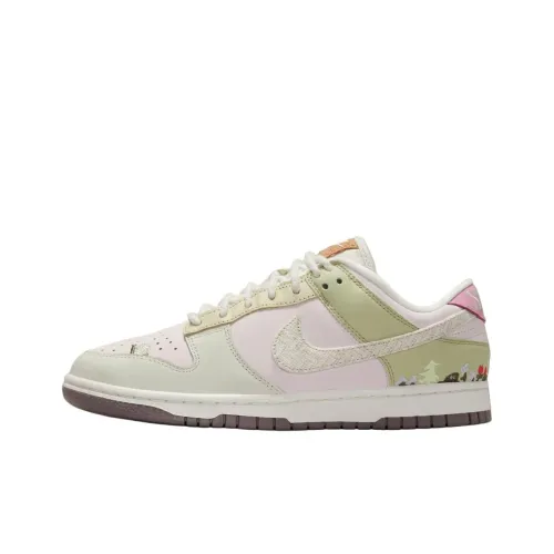 Nike Dunk Скейтборд Кроссовки Низкие Топ Жемчужно-Розовый/Elemental Розовый/Белый/Оливково-Зеленый Женские