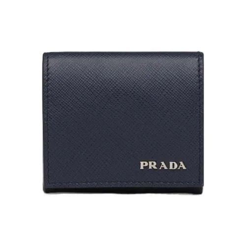 PRADA Saffiano Кожа Монетница Стандартная Мужская Морской Синий