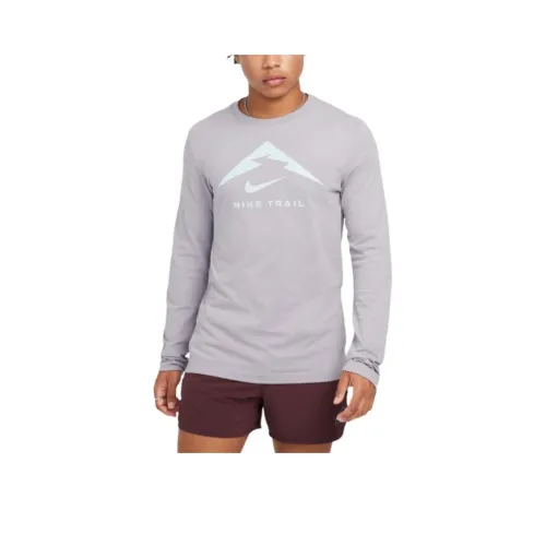 nike Dri Fit Мужская футболка с длинным рукавом для бега по тропам мужская бетонно-серый