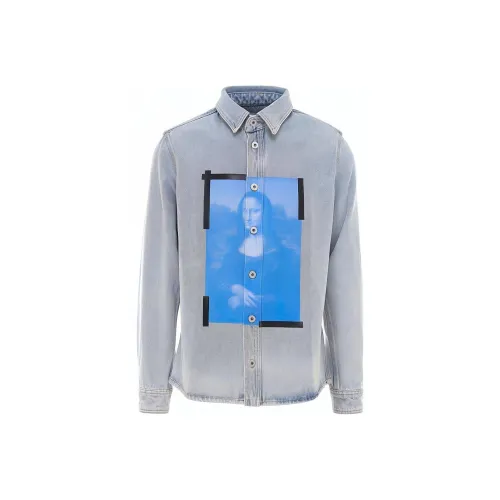 Off Белый Mona Lisa series Синий Мужская рубашка
