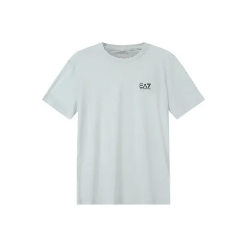 EMPORIO ARMANI EA7 T Рубашка Мужская Светло-Синяя Зеленая