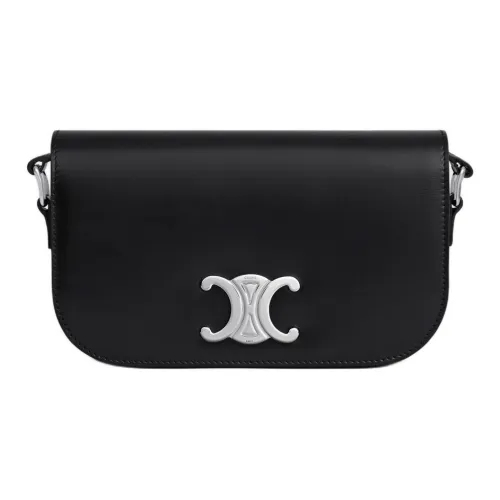 CELINE Triomphe Коровья кожа Сумка через плечо Маленькая Женская Черная