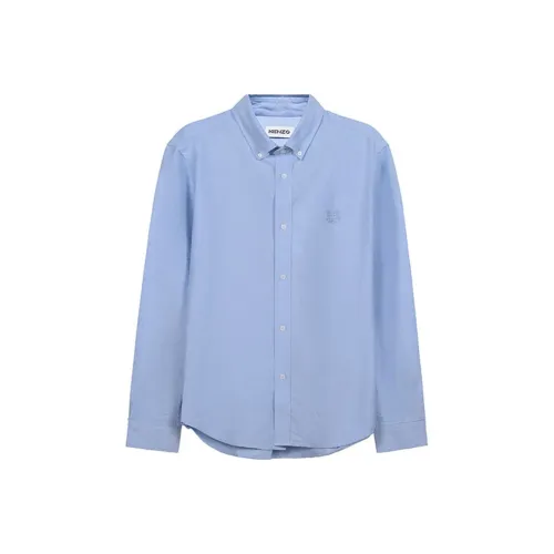 KENZO Classic Tiger Head Светло-синие Мужские Рубашки