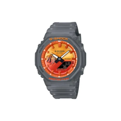 CASIO 2100 Series Кварцевый механизм Смольный ремешок Часы унисекс Апельсин Циферблат часов