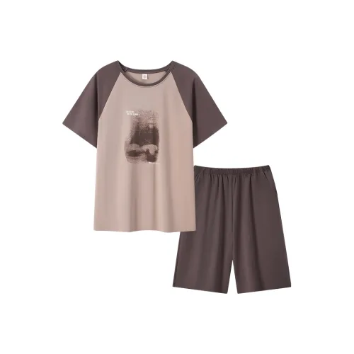 Sha Qian Пижамный комплект Мужской Кофейный