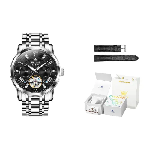 OLEVS Play The Cool Series Механический механизм ремешок из нержавеющей стали черный циферблат мужские часы