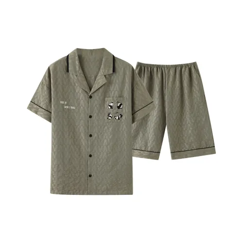 XIAFENYAN Пижамный комплект Мужской Оливково-зеленый