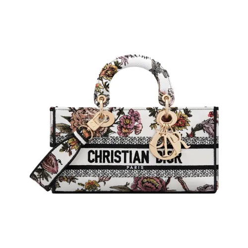 DIOR LADY D Радость Вышивка Сумка Lady Dior Сумка через плечо Сумка среднего размера Women's White Многоцветный