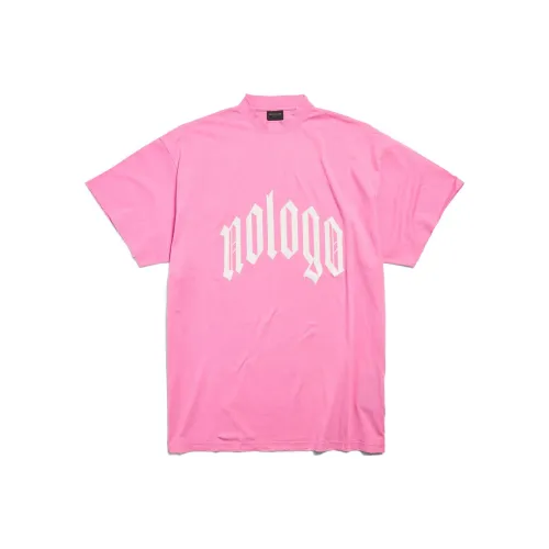 Balenciaga С принтом буквы Пуловер Круглый вырез Короткий рукав Т-рубашка Свободный крой Унисекс Розовый