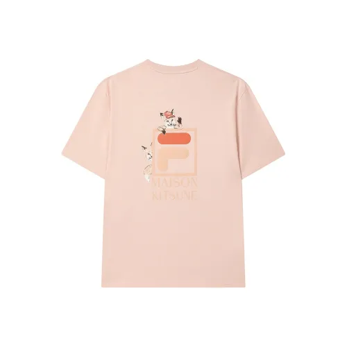 FILA X MAISON KITSUNE Little Fox T Рубашка Унисекс Deep Pink