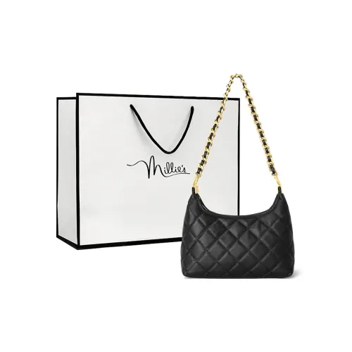 MILLIE'S Коровья кожа Подмышечная сумка через плечо Стандартная Женская Черный Экрю