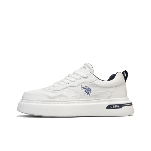U.S. POLO ASSN. Противоскользящие Износостойкие Легкие Дышащие Низкие Кроссовки для скейтбординга Мужские Белые и Синие