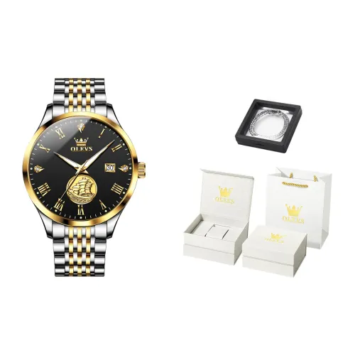 OLEVS Механический механизм ремешок из нержавеющей стали мужские часы белый циферблат