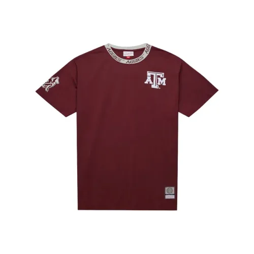 MITCHELL NESS Texas A M Aggies Жаккард Ringer T-Рубашка Мужская Каштановая