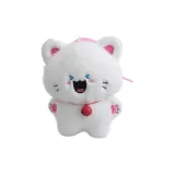 Счастливый маленький белый кот подвеска — белый