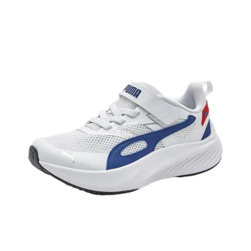 PUMA Pounce Lite OM AC+ Устойчивый к истиранию Легкий Амортизация Низкий Топ Детская Беговая Обувь PUMA Белый Королевский Синий Красный